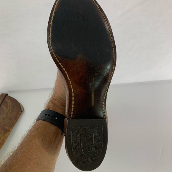 Texas Brand Western Cowboy Boots Brown Men's Size 9M - Picture 8 of 16